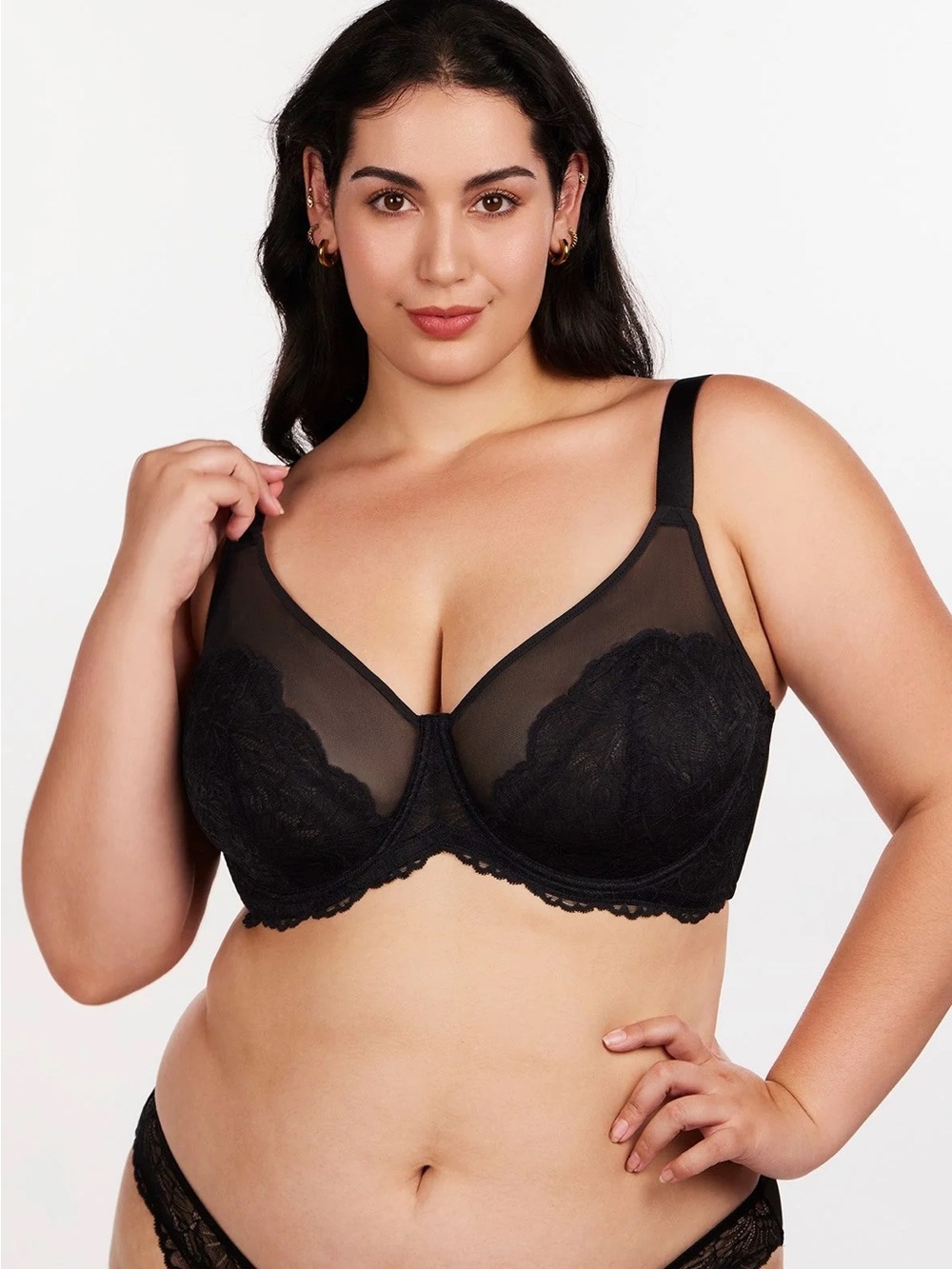 Delicate Black Lace Underwire Bra with Sheer Cups